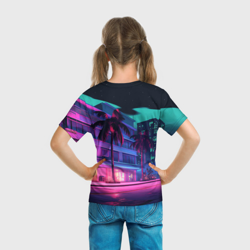 Детская футболка 3D GTA 6 logo ночной город, цвет 3D печать - фото 6