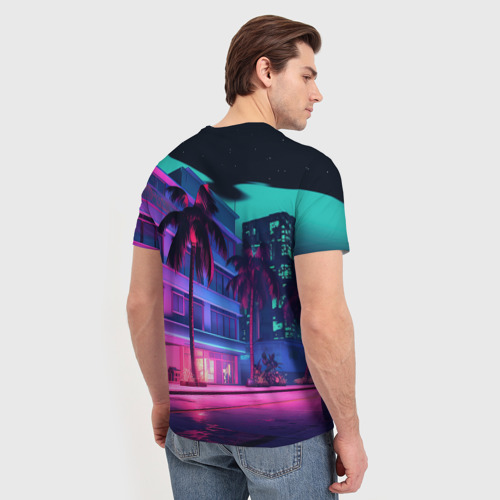 Мужская футболка 3D GTA 6 logo ночной город, цвет 3D печать - фото 4