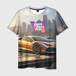 Мужская футболка 3D GTA 6 logo auto and city