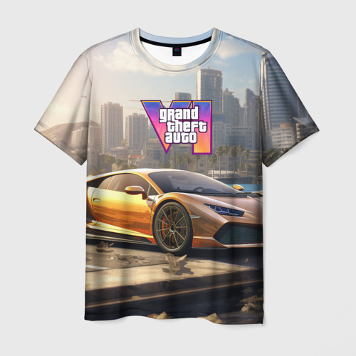 Мужская футболка 3D GTA 6 logo auto and city, цвет 3D печать