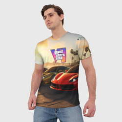 Мужская футболка 3D ГТА6 автопарк - фото 2
