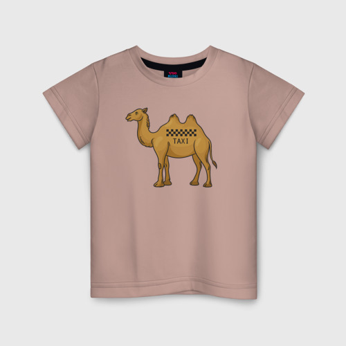 Детская футболка хлопок с принтом Такси верблюд, вид спереди #2