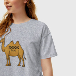 Женская футболка хлопок Oversize Такси верблюд - фото 2