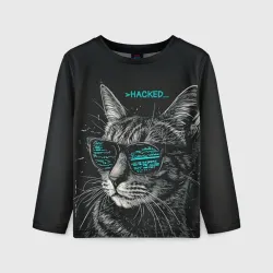 Детский лонгслив 3D Hacked cat