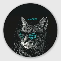 Круглый коврик для мышки Hacked cat