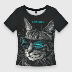 Женская футболка 3D Slim Hacked cat