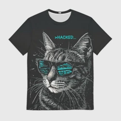 Мужская футболка 3D Hacked cat