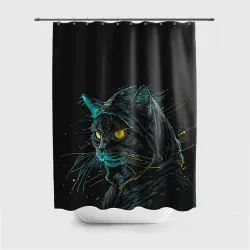 Штора 3D для ванной Кот      хакер 