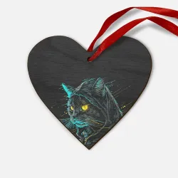 Деревянная игрушка Сердце Кот      хакер 