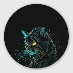 Круглый коврик для мышки Кот      хакер 