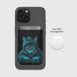 Картхолдер Magsafe магнитный Кот хакер за клавиатурой - фото 2