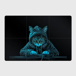 Магнитный плакат 3Х2 Кот хакер за клавиатурой