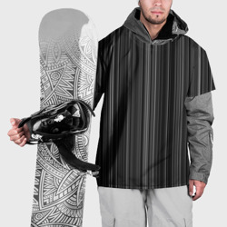 Накидка на куртку 3D Полосатая рябь чёрно-серый