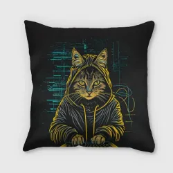 Подушка 3D Хакер  кот 