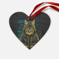 Деревянная игрушка Сердце Хакер  кот 