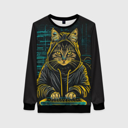 Женский свитшот 3D Хакер  кот 