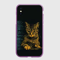 Чехол для iPhone XS Max матовый Кот и программный код