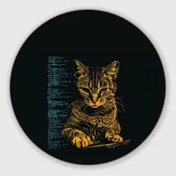 Круглый коврик для мышки Кот и программный код