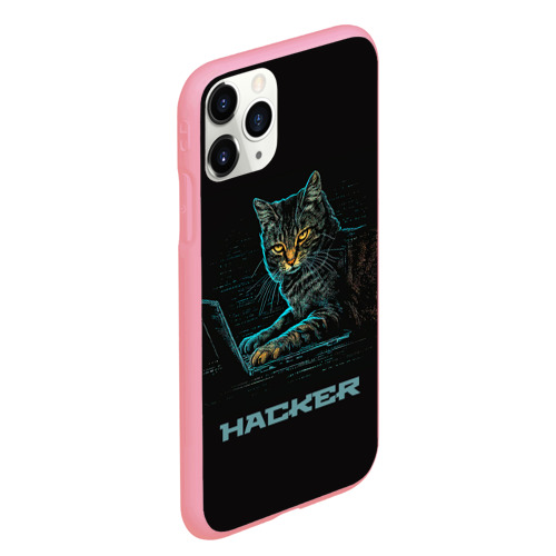 Чехол для iPhone 11 Pro Max матовый Cat  hacker, цвет баблгам - фото 3