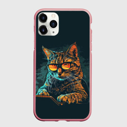 Чехол для iPhone 11 Pro Max матовый Крутой кот хакер
