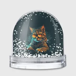 Игрушка Снежный шар Крутой кот хакер