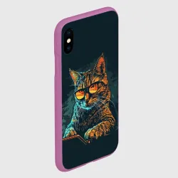 Чехол для iPhone XS Max матовый Крутой кот хакер - фото 2