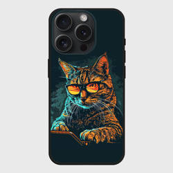 Чехол силиконовый для Apple iPhone 15 Pro матовый Крутой кот хакер
