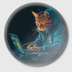 Значок Кот хакер в спортивном костюме