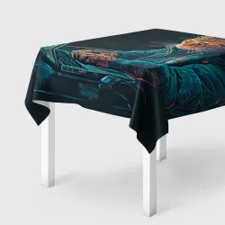 Скатерть 3D Кот хакер в спортивном костюме