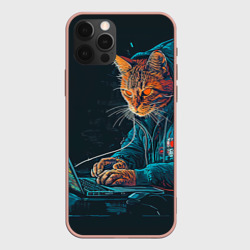Чехол для iPhone 12 Pro Кот хакер в спортивном костюме