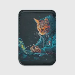 Картхолдер Magsafe магнитный Кот хакер в спортивном костюме