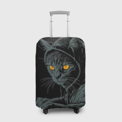 Чехол для чемодана 3D Кот черный хакер