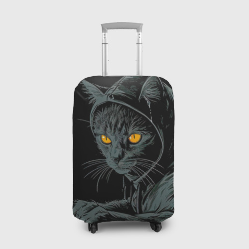 Чехол для чемодана 3D Кот черный хакер, цвет 3D печать