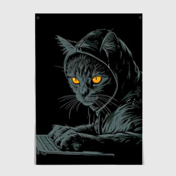 Постер Кот черный хакер