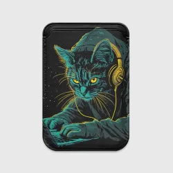 Картхолдер Magsafe магнитный Кот хакер с наушниками