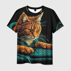 Кот рыжий хакер – Мужская футболка 3D с принтом купить со скидкой в -26%