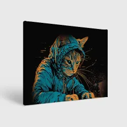 Холст прямоугольный Кот хакер в костюмчике