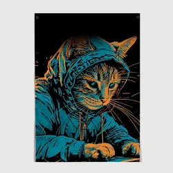 Постер Кот хакер в костюмчике