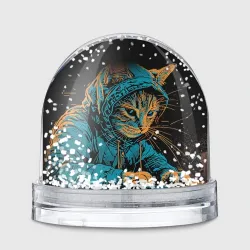 Игрушка Снежный шар Кот хакер в костюмчике