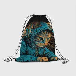 Рюкзак-мешок 3D Кот хакер в костюмчике