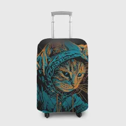 Чехол для чемодана 3D Кот хакер в костюмчике