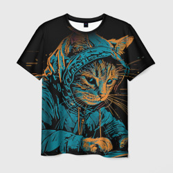 Кот хакер в костюмчике – Мужская футболка 3D с принтом купить со скидкой в -26%