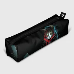 Пенал школьный 3D Кот хакер  в капюшоне