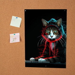 Постер Кот хакер  в капюшоне - фото 2