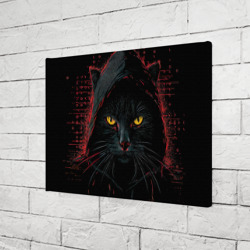 Холст прямоугольный Черный кот  хакер - фото 2