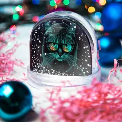 Игрушка Снежный шар Кот программист хакер - фото 2