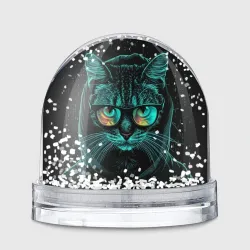 Игрушка Снежный шар Кот программист хакер