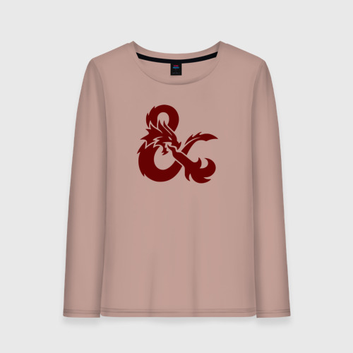 Женский лонгслив хлопок с принтом Подземелья и драконы лого, вид спереди #2