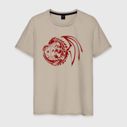 Дракон вокруг игральной кости – Мужская футболка хлопок с принтом купить со скидкой в -20%