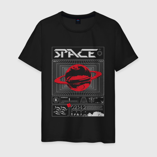 Мужская футболка хлопок Space streetwear, цвет черный